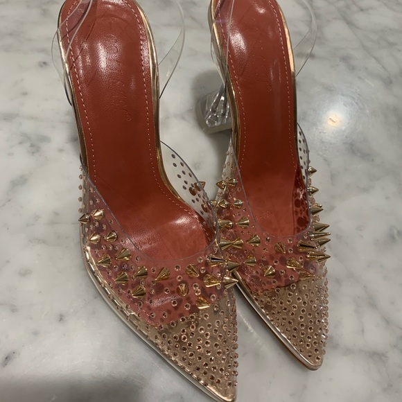 Transparent Clear Spiked Crystal Heels GOLD - Picture 2 of 3